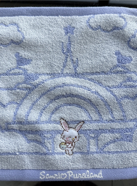 出口日本原单小兔子卡通可爱纯棉柔软全棉舒适吸水蓝色小方巾手帕