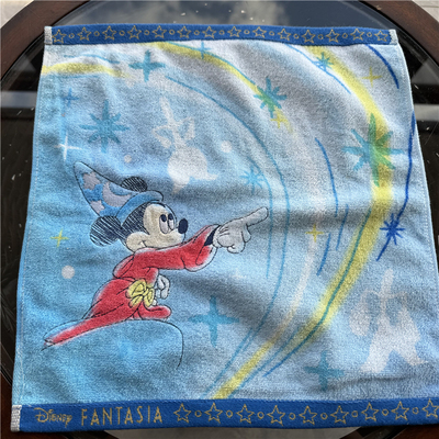 出口日本原单 迪s尼米Q卡通可爱刺绣蓝色纯棉 全棉 大方巾小毛巾