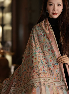 NagarNan-pashmina KK lady刺绣克什米尔手工羊绒披肩围巾
