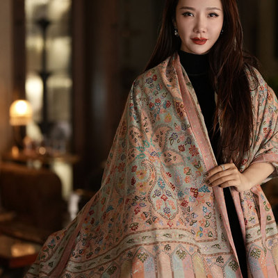 NagarNan-pashmina KK lady刺绣克什米尔手工羊绒披肩围巾