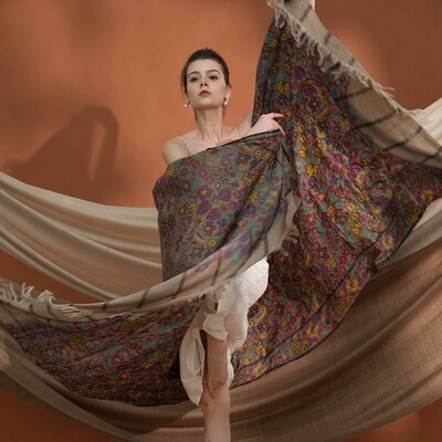 NagarNan-Gents Kani卡尼那家楠克什米尔手工羊绒披肩围巾