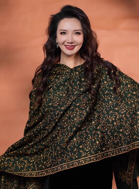 NagarNan-Pashmina 80C工坊lady藤曼刺绣那家楠克什米尔羊绒披肩