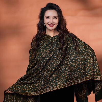 NagarNan-Pashmina 80C工坊lady藤曼刺绣那家楠克什米尔羊绒披肩