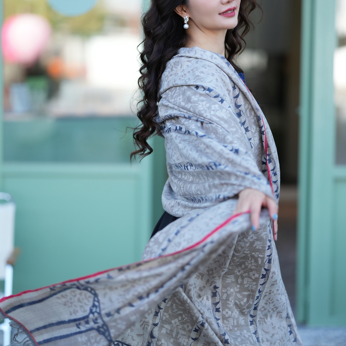 NagarNan-pashmina百年工坊Gents简约低调素雅kani手工羊绒披肩