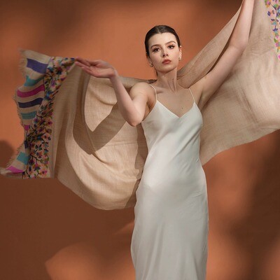 NagarNan 100×200 lady尺寸半卡Kani卡尼那家楠克什米尔羊绒披肩