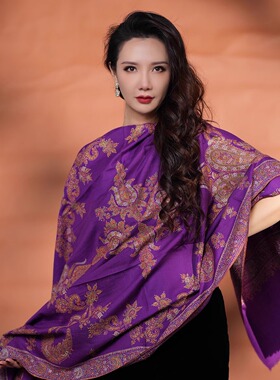 NagarNan-Pashmina 80C工坊lady设计款满绣那家楠克什米尔披肩
