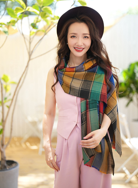 NagarNan-Pashmina stole宇宙烂漫格纹克什米尔手工披肩围巾