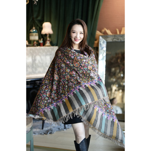 NagarNanpashmina小色块卡尼Kani那家楠克什米尔手工羊绒披肩围巾