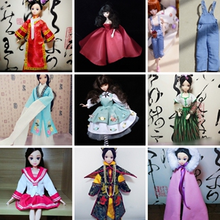 芭比古装娃衣纸样可儿6分特体古风教程汉服旗装秀禾戏服袄裙图纸