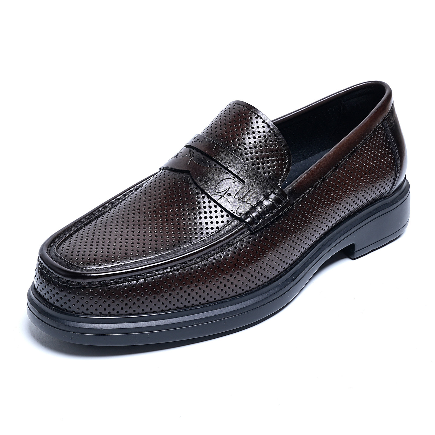 金利来男鞋2026夏季超轻镂空防滑套脚商务休闲皮鞋男皮凉鞋乐福鞋