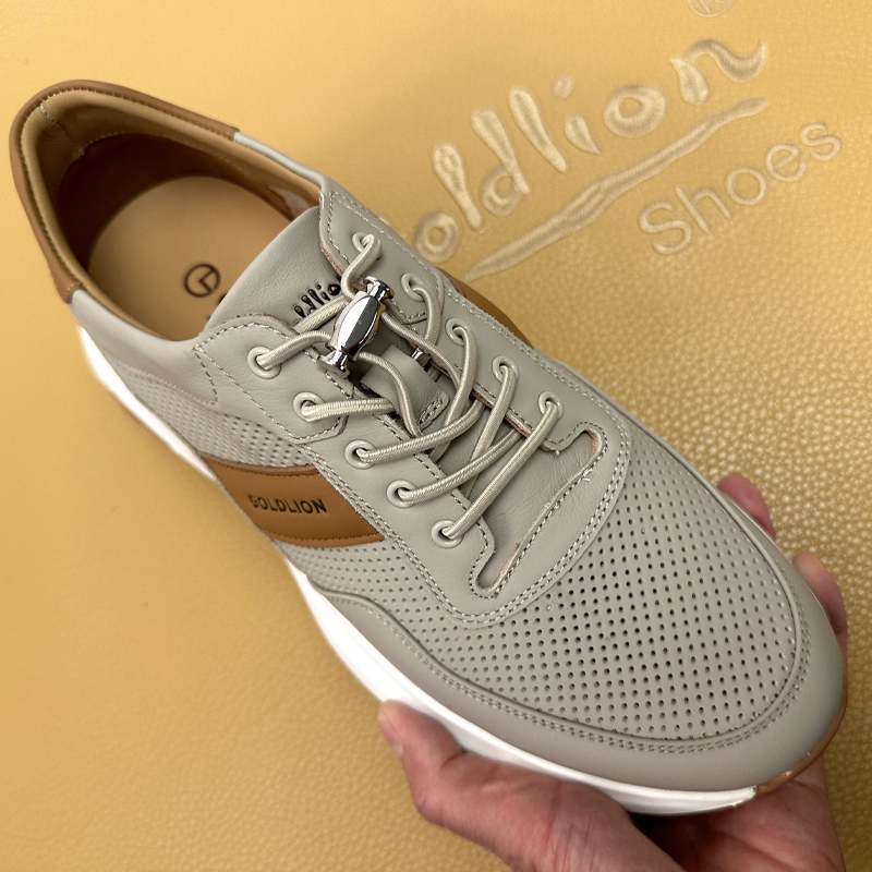 金利来男鞋2025夏季新款专柜正品鞋真皮镂空运动休闲皮鞋男慢跑鞋