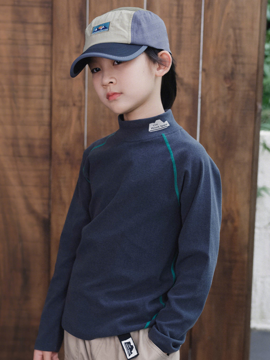 山系儿童德绒打底衫冬季新款男童纯色半高领上衣保暖亲肤宝宝衣服