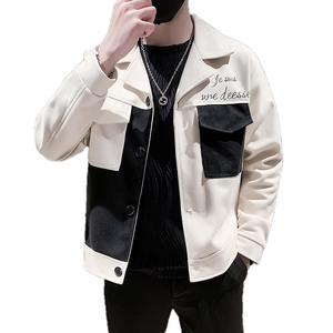 韩版潮牌翻领纯色拼接撞色设计夹克工装外套A   JK1256-P118控158图片