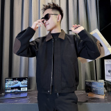 JK9114-P118控158韩版痞帅纯色个性拼接撞色翻领呢料夹克外套C，男装夹克，星座308A
