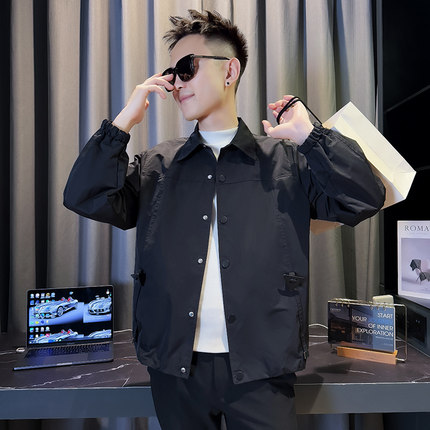 JK9119-P108控148  韩版痞帅个性翻领机能夹克外套A