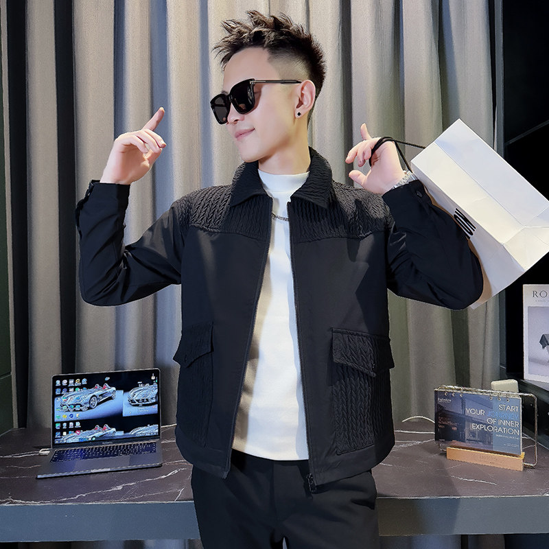 JK3721-P98控138韩版痞帅翻领纯色休闲机能工装夹克外套A,男装夹克,星座308A