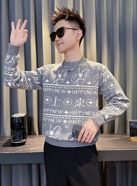 MY815-P68控98  26年货大红色本命年卡通马针织衫圆领打底衫毛衣A