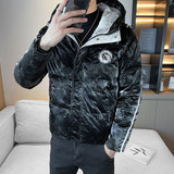 冬季精品潮流亮面印花刺绣图案连帽羽绒服外套1Y8021，男装羽绒服，星座308A