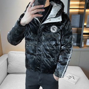 冬季精品潮流亮面印花刺绣图案连帽羽绒服外套 1 Y8021图片