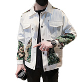 韩版翻领刺绣纯色拼接撞色设计夹克工装外套DJK988-P118控158，男装夹克，星座308A