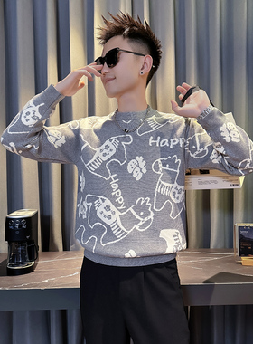 MY812-P68控98  26年货大红色本命年福字马针织衫圆领打底衫毛衣B