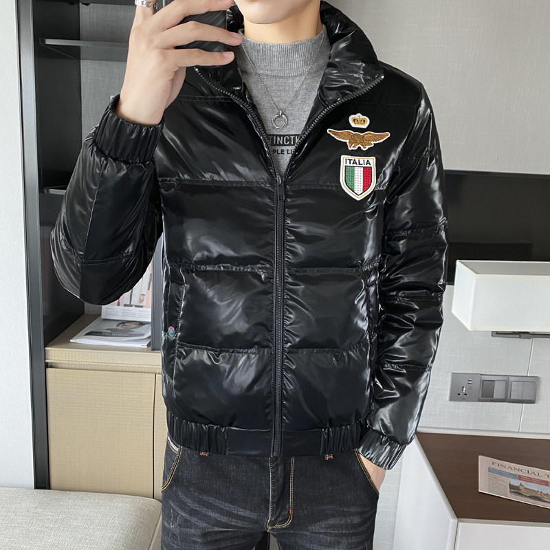 冬装店主风亮面短款立领绣标加厚羽绒服夹克外套2Y8016-P158控208图片