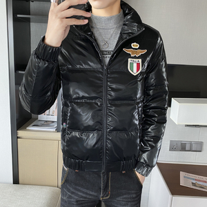 冬装店主风亮面短款立领绣标加厚羽绒服夹克外套2Y8016-P158控208图片