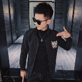 21春款社会小伙韩版修身印花立领拉链夹克外套8J，男装夹克，星座308A