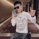 春季社会小伙休闲潮牌印花圆领卫衣长袖T恤打底衫970516，男装卫衣，星座308A