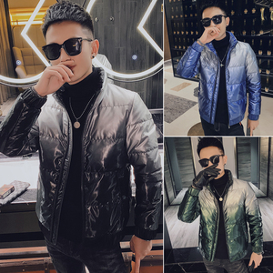 社会风小伙痞帅亮面加厚保暖休闲渐变羽绒服外套Y8015-P158控208图片