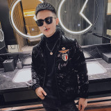 社会小伙亮面休闲时尚保暖压花羽绒服夹克外套4Y8016-P158控208，男装羽绒服，星座308A