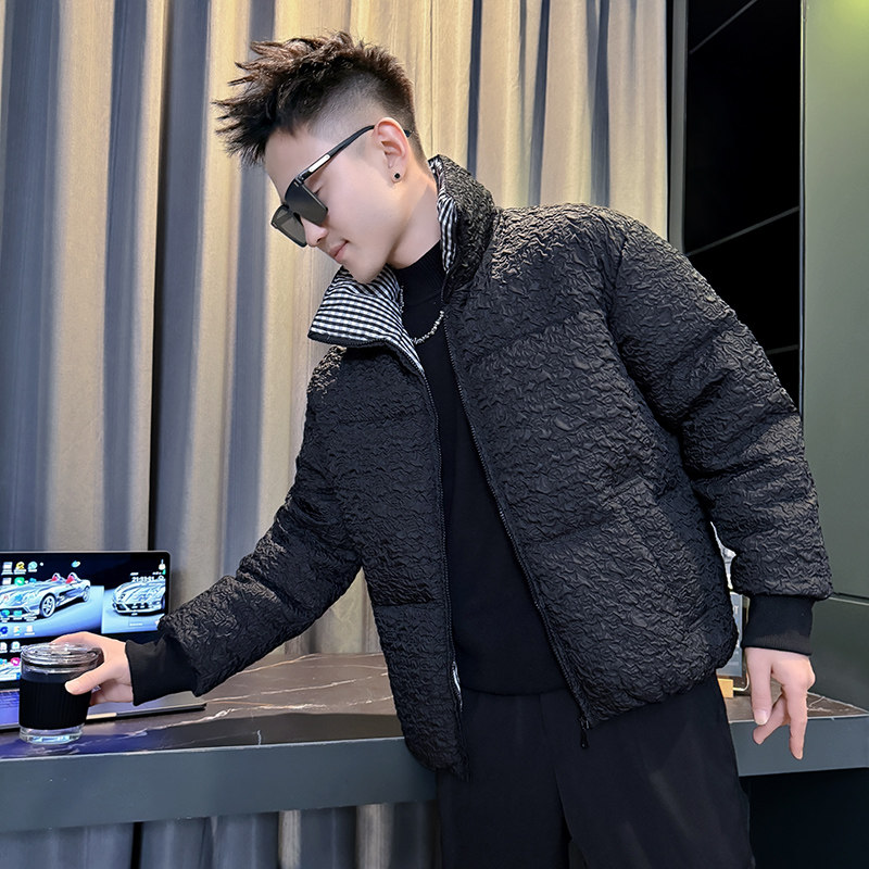 M88017-P135控175韩版痞帅潮牌纯色立领肌理感保暖棉衣外套C,男装棉衣,星座308A