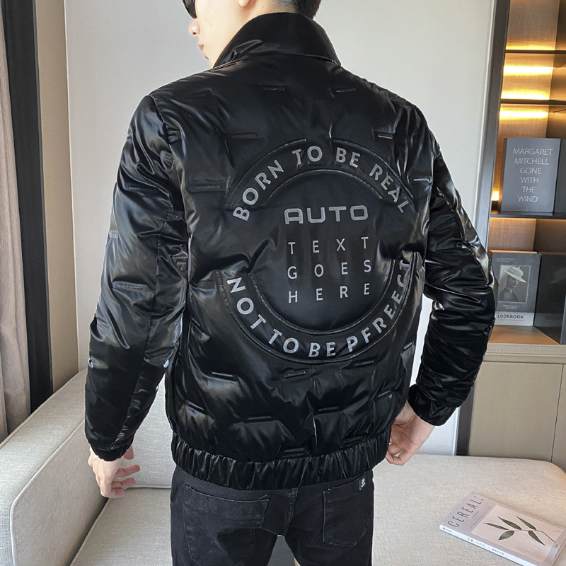 冬季精品亮面字母压花修身保暖羽绒服夹克外套1Y8010,男装羽绒服,星座308A