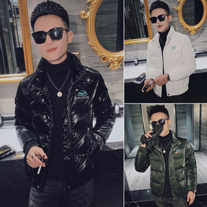 社会小伙保暖羽绒服亮面镭射印花时尚夹克外套4Y8017-P158控208
