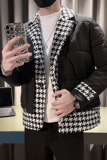 韩版潮牌拼接千鸟格西装领加厚保暖棉衣外套GM6507-P145控195，男装西服套装，星座308A