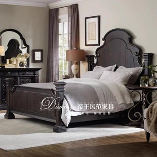 床头柜组合 美式 实木床欧式 古典卧室双人床 别墅雕花家用奢华婚床