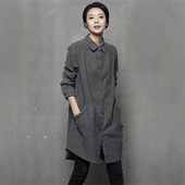 小众设计感遮屁股上衣秋显瘦外套加厚磨毛衬衣 女士春季 中长款 衬衫