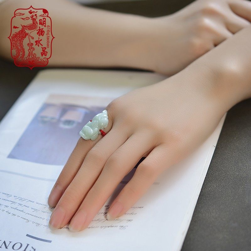 天然翡翠A货 玉貔貅戒指 男款女款 食指指环 清仓特价包邮