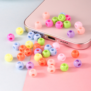 亚克力四通孔珠彩色马卡龙色塑料手工diy手机链蝴蝶结配件材料散