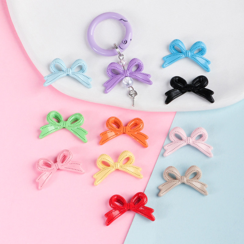 双面立体合金描边线蝴蝶结穿孔珠手工diy手机链飘带编绳配件材料