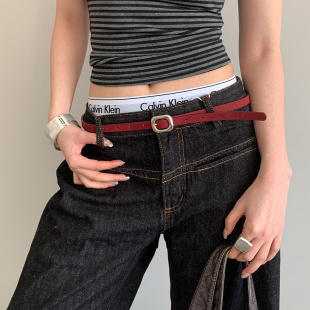 饰 带配饰小众韩系设计感皮带装 高级感细款 红色腰带女配裙子牛仔裤