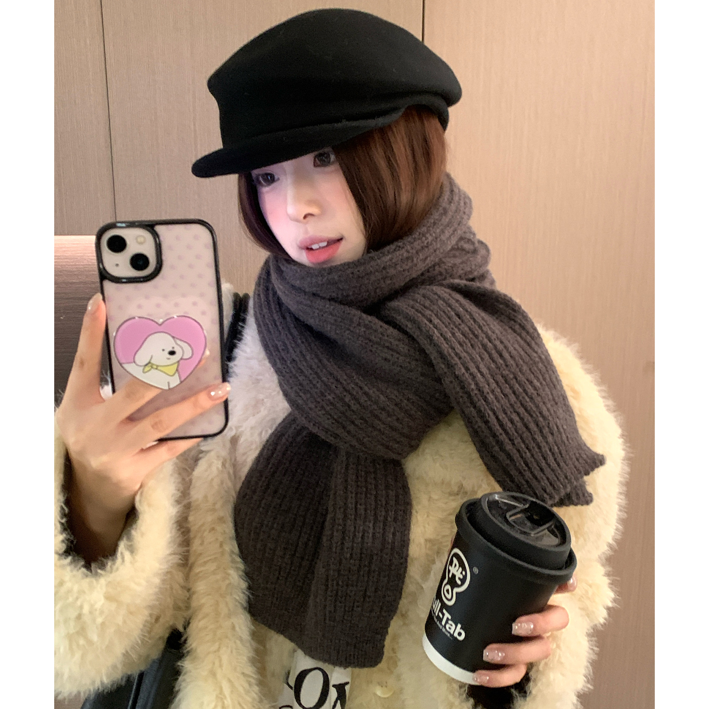 蘑糯糯同款纯色针织围巾女款冬季