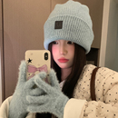 秋冬大头围针织毛线帽子女加厚保暖显脸小护耳帽韩版 百搭包头冷帽