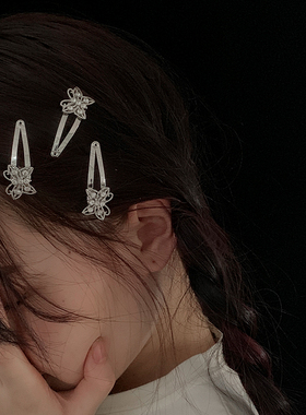 网红蝴蝶发夹韩国刘海边夹顶夹泫雅少女ins发卡复古一字夹子头饰