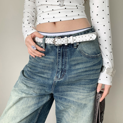 小众美式y2k铆钉腰带女款