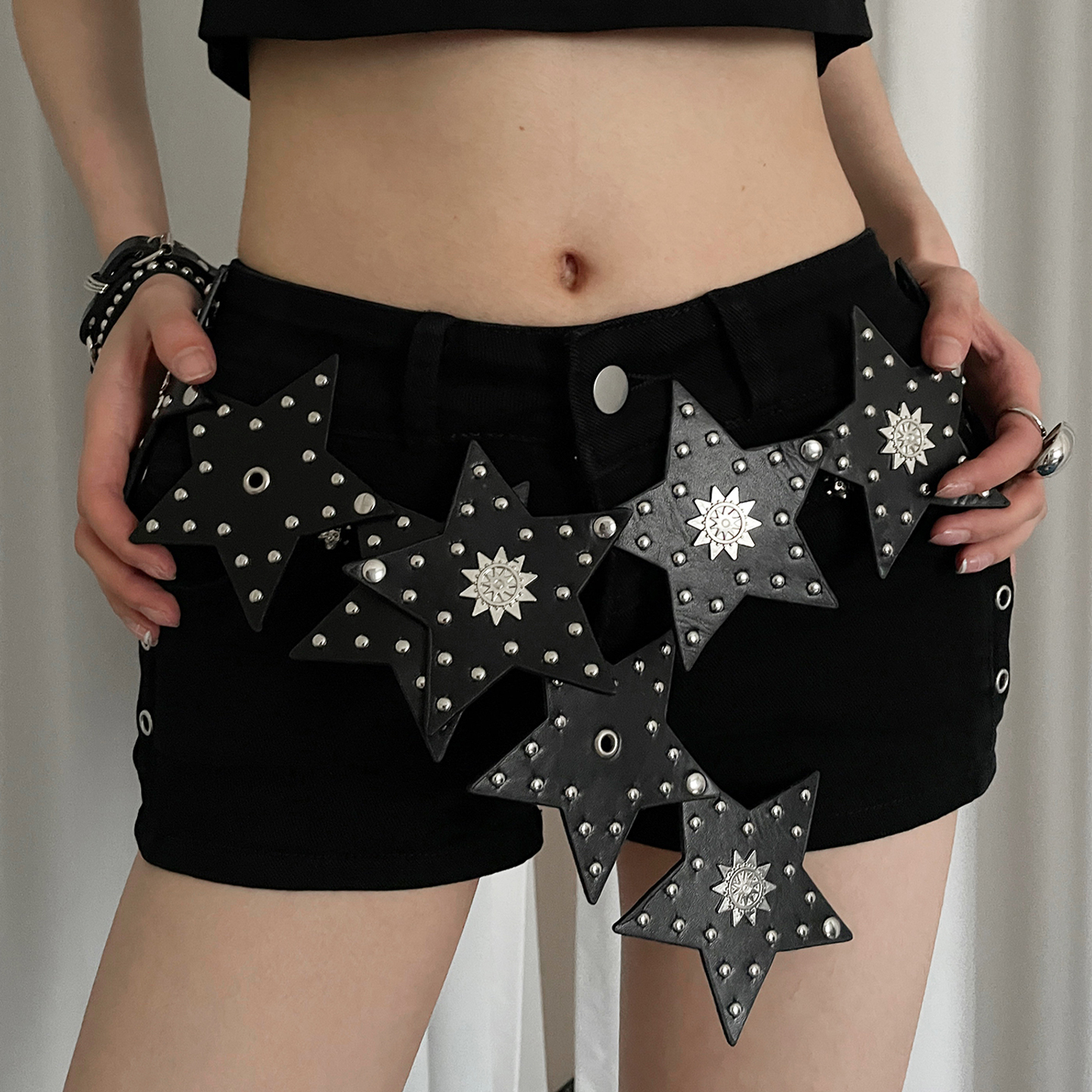 复古美式y2k辣妹铆钉星星腰带女