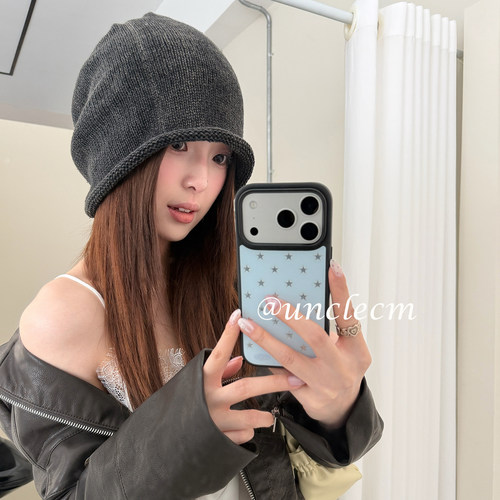 日系针织卷边堆堆帽子女秋季