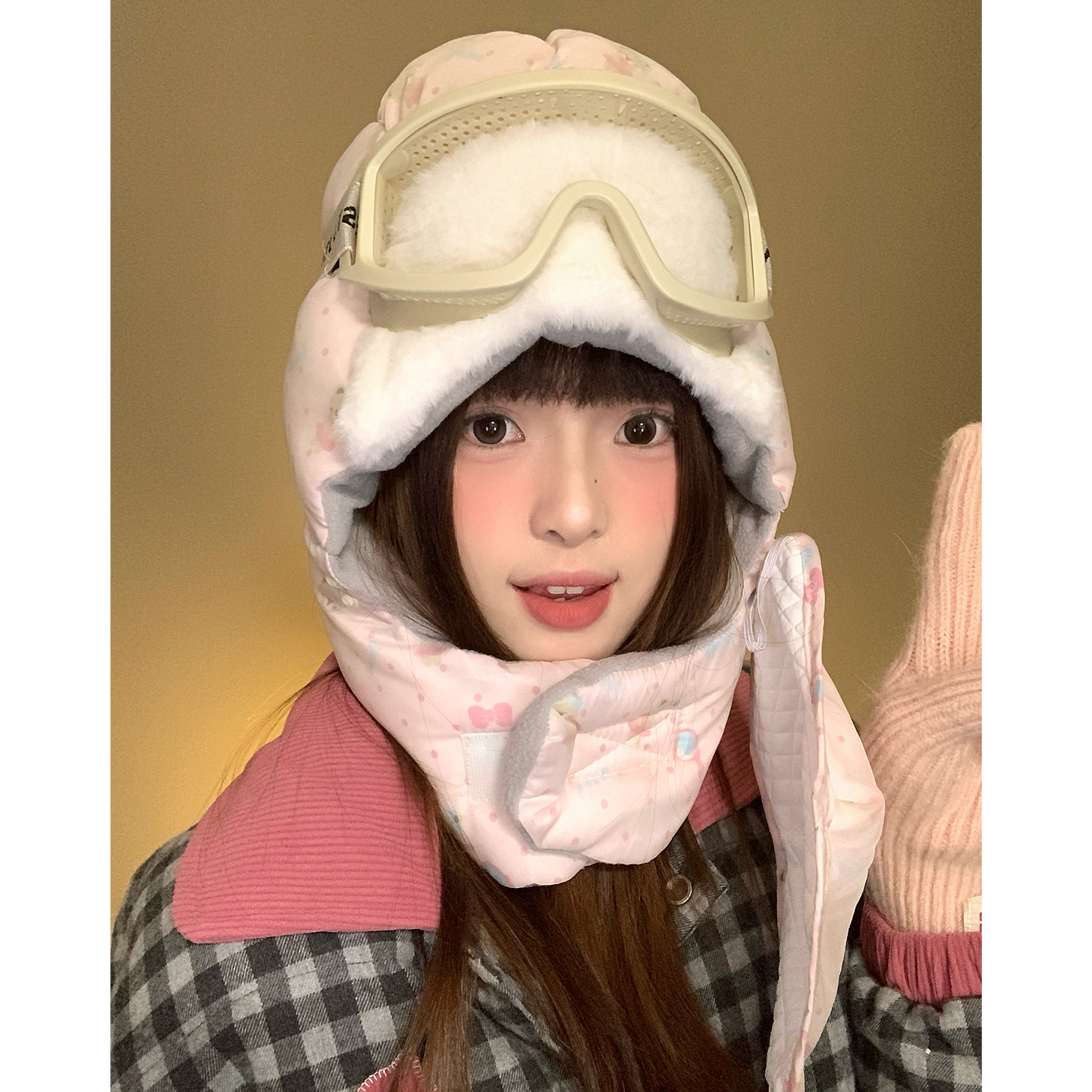 可爱印花毛绒加厚雷锋帽子女冬季