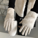 高级感可触屏加厚毛绒手套女冬季 二合一户外防寒保暖分指手套骑车