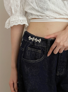 高级感蝴蝶结收腰神器配牛仔裤固定腰围扣子百搭金属可调节束腰扣